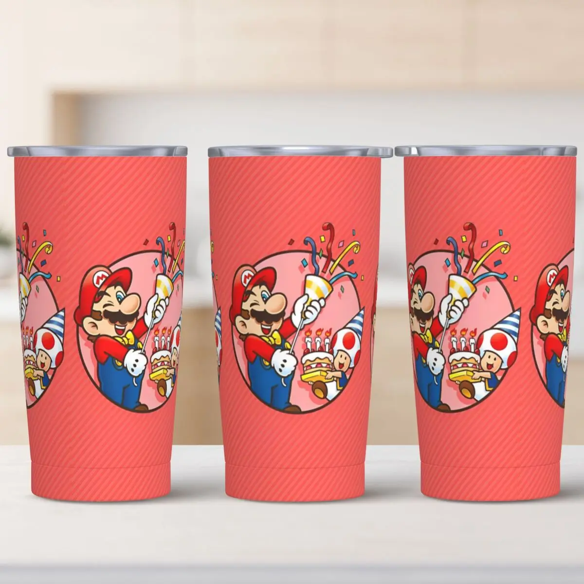 

Стакан из нержавеющей стали, автомобильные кружки Super Mario с соломинкой, пляжная бутылка для холодной и горячей воды, сохранение тепла, кофейная кружка 20 унций