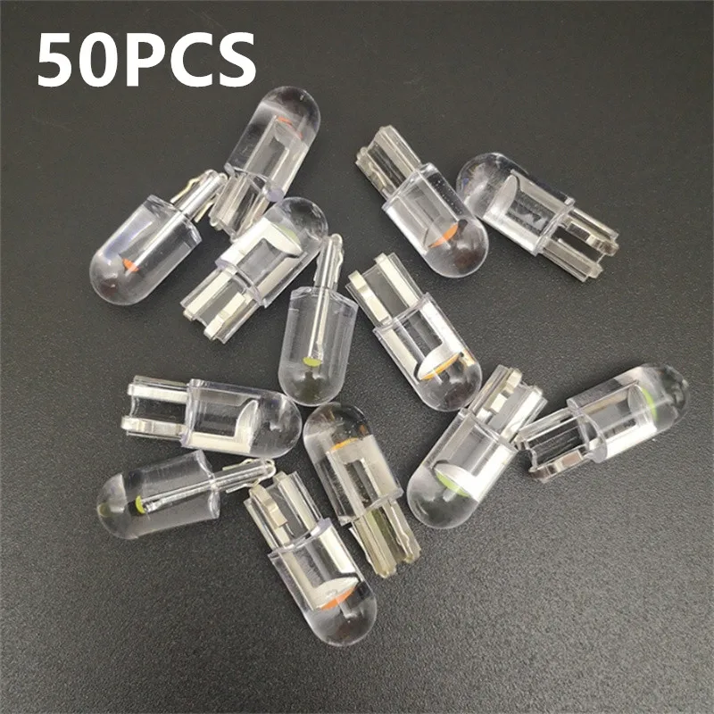 

10/50PCS Colorful T10 DC 12V Wedge License Plate Light Bulb ﻿Car LED Light Canbus Glass COB 6000k Reading Dome Lamp Marker