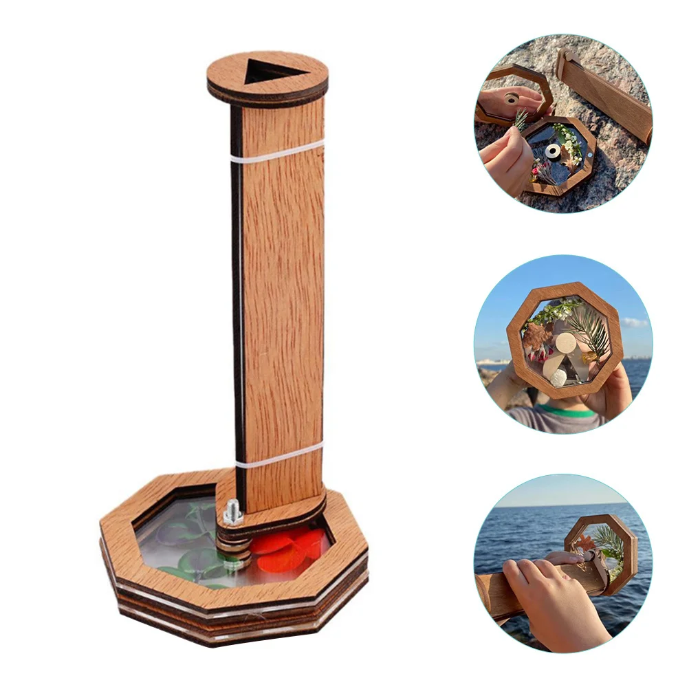 Diy Kaleidoscope Kit Wooden Educational For Kids Science Developmental Rotating Design Early Learning Aid Creative Refillable