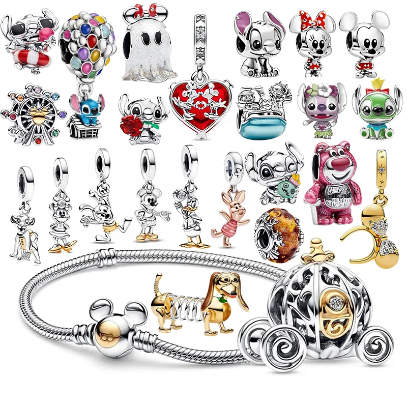 Potdemiel 925 Silver Minnie Anniversary Serie Pendant beads Fit Necklace Bracelet DIY Birthday Women's Jewelry Gift