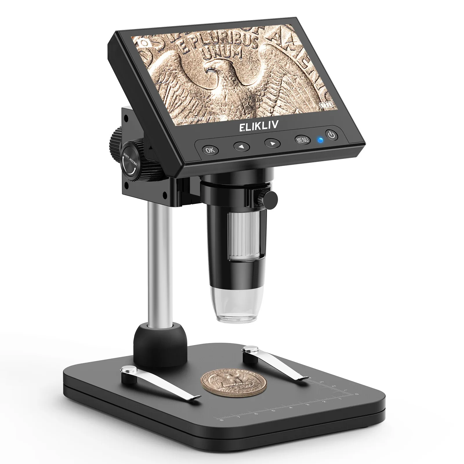 Microscope numérique Elikliv EDM4 avec écran LCD 4,3 pouces pour réparation électronique, loupe de 1000x avec éclairage LED pour PC Windows