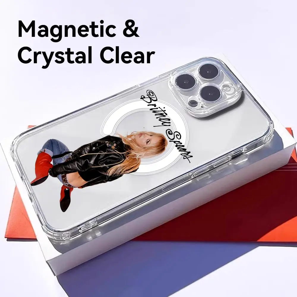 Funda para Teléfono de la Cantante B-Britney S-Spears para iPhone 17 16 15 14 13 12 11 Pro Max Plus, Transparente, Magnética, Antigolpes, de TPU Suave