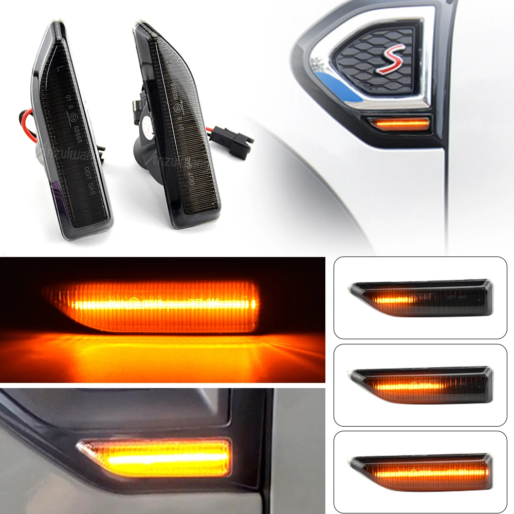 

2Pcs For MINI Countryman F60 2017 2018 2019 2020 2021 Smoked Dynamic Sequential LED Side Marker Light Flowing Turn Signal Lamp