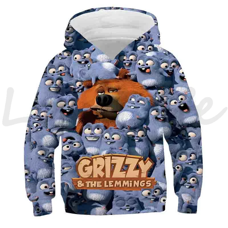 Grizzy And The Lemmings Hoodies Kids Casual Sweatshirts Tops Sudadera Boys Girls Sunlight Grizzly Bear Pullovers Children Hoodie