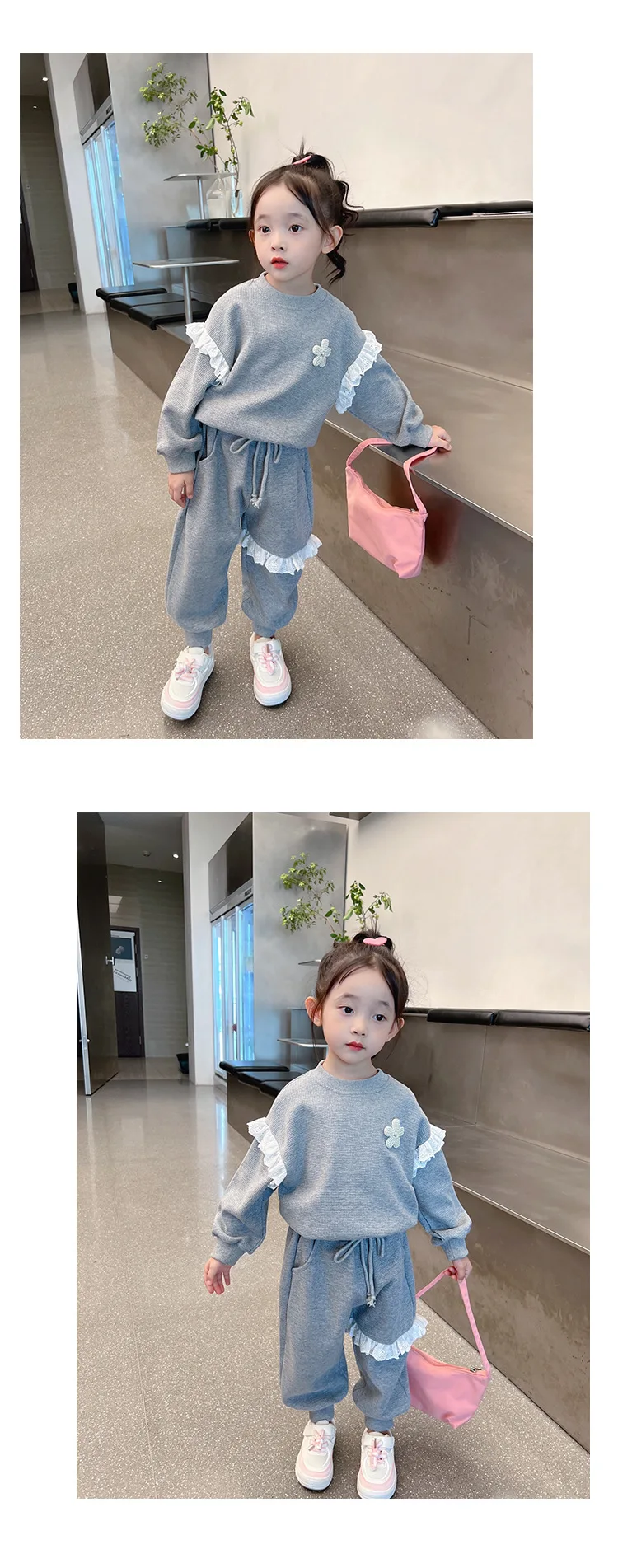 Koreanisches Herbst-Set für Mädchen: Süßes Langarm-Oberteil + Hose, Lässiges Sportliches Vielseitiges Trendiges Zweiteiler-Set für Kinder – Detail 10