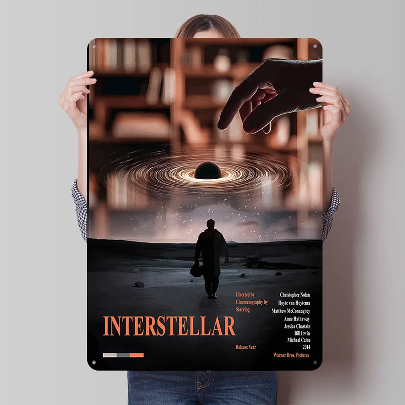 Interstellar Movie Art Printed Poster Customized Retro Wall Art Vintage Metal Tin Signs for Home Bedroom Decorations Desk Decor
