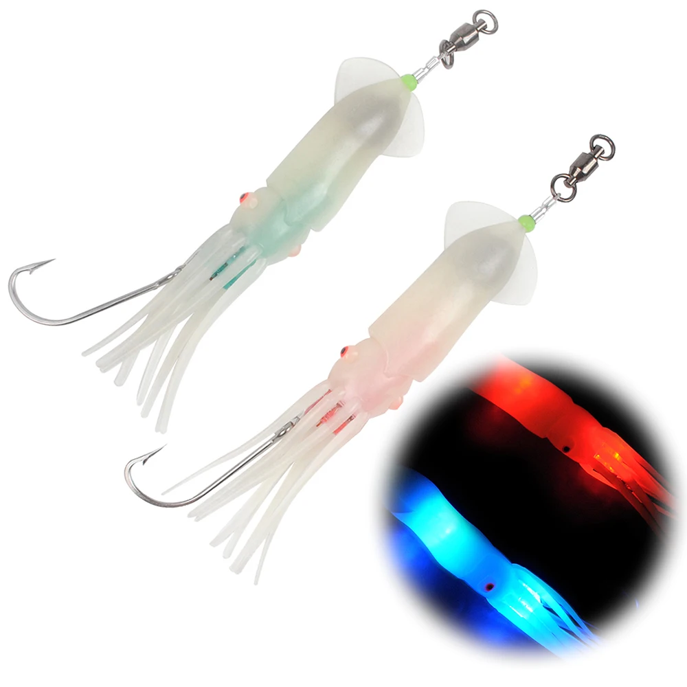 

35g Trolling Squid Fishing Lure LED Flash Light Luminous for Surf Fishing Wobbler Deep Sea Fishing Tuna Wahoo Marlin