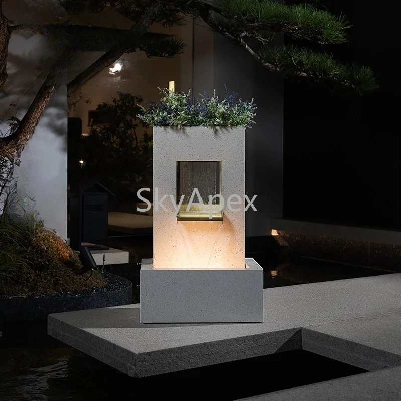 Outdoor Floor-to-Ceiling Circulating Water Fountain - Courtyard Villa  Garden  Balcony Small Water Feature & Flower Pot Ornament