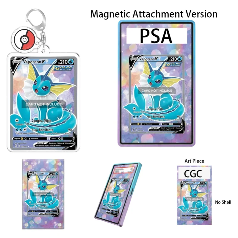 Présentoir d'art pour Pokémon Evolving Skies Vaporeon V Anime, Cadeau pour les fans d'art, Étui de protection en acrylique recyclable, Porte-clés