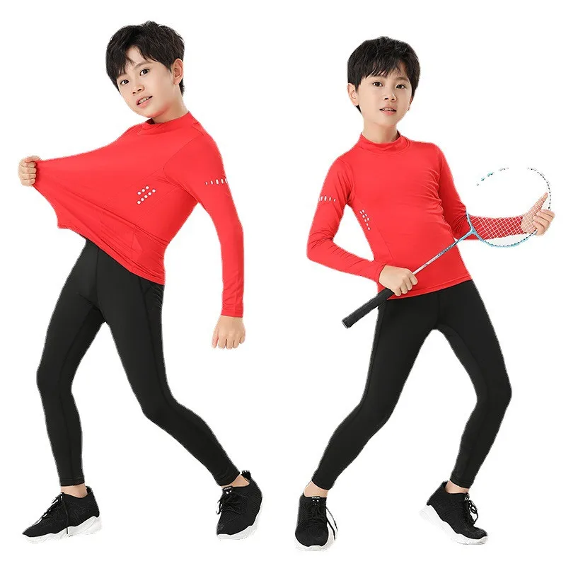 

Kids Football Sets Children Boy Girl Fitness Basketball Running Exercise Training Sports Soccer Bottoming Top Tee + Legging Pant