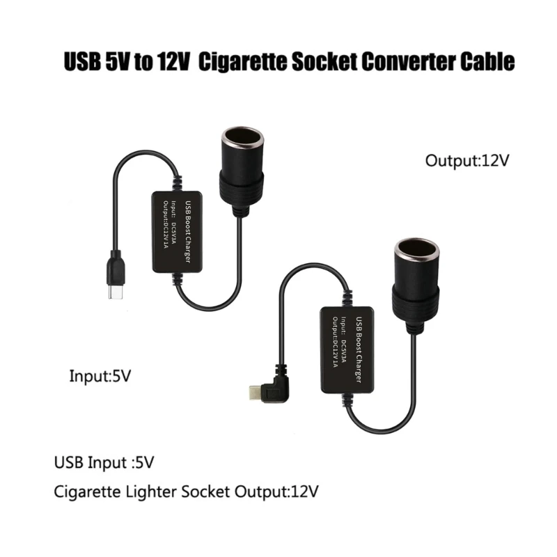 5V To 12V Car Cigarette Socket TYPE C Converter Adapter Plug Connector Adapter Auto Interior Accessories