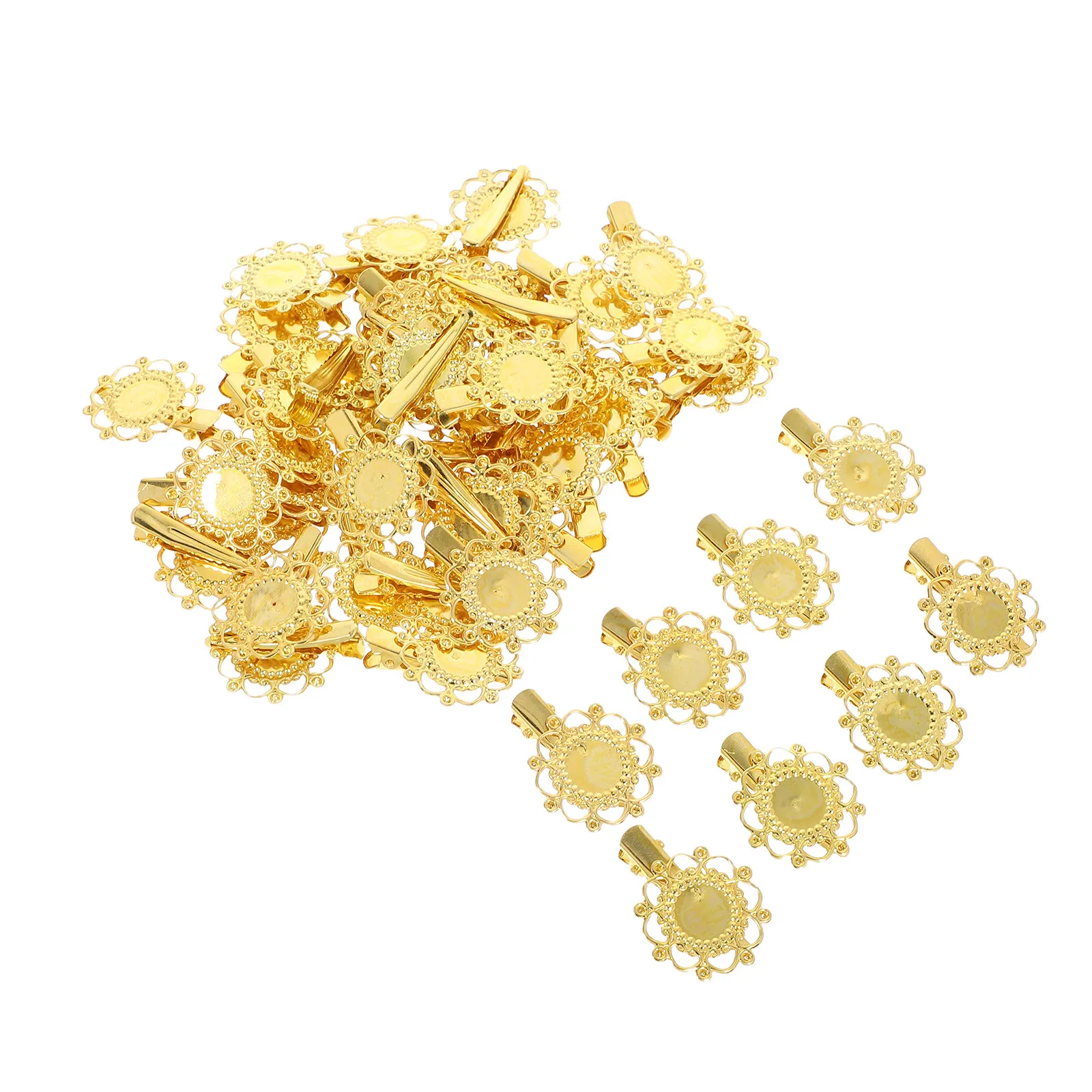 

50Pcs Retro Sunflower Barrettes Vintage Floral Metal Hair Clips Hollow Out Oval Plate Pins Women Styling Tools Beach Summer