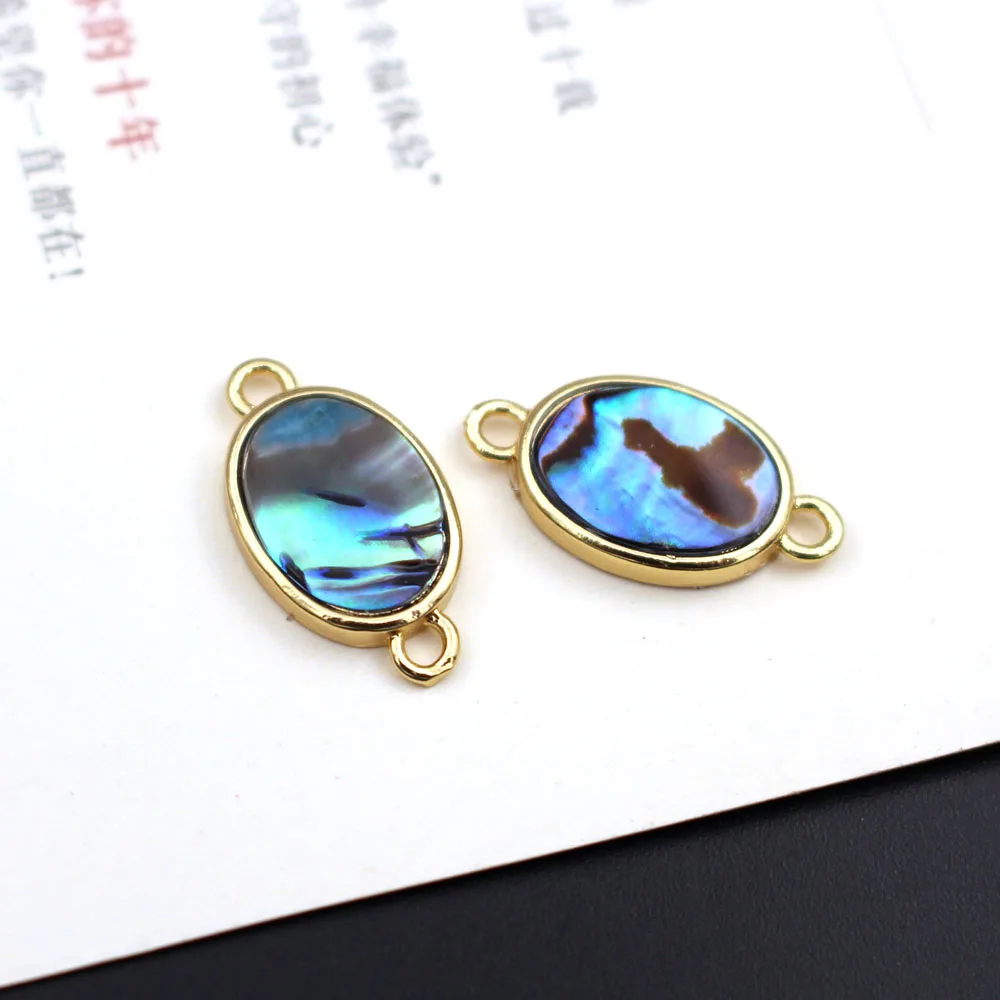 6pcs Natural Abalone Shell Connector Charm Pendant Geometric Shape Exquisite Charms for DIY Handmade Jewelry Accessories