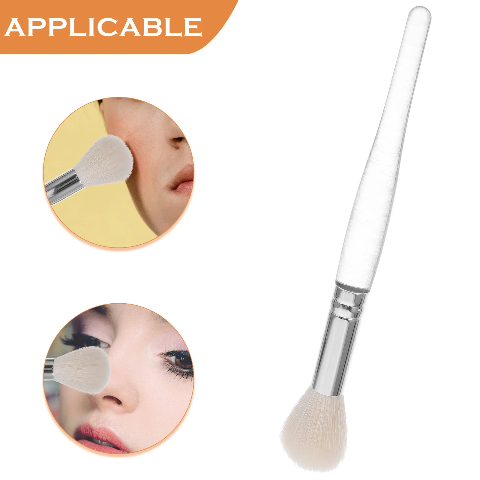 Pennello per trucco in lana morbida, fard, evidenziatore, ombretto per naso, piccolo pennello compatto per cipria, facile da trasportare, strumento per cosmetici da donna