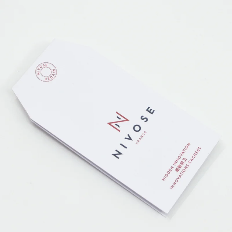 50 0.Zhang.Custom.Custom high-quality uncoated art white card foldable garment hang tags in unique shapes