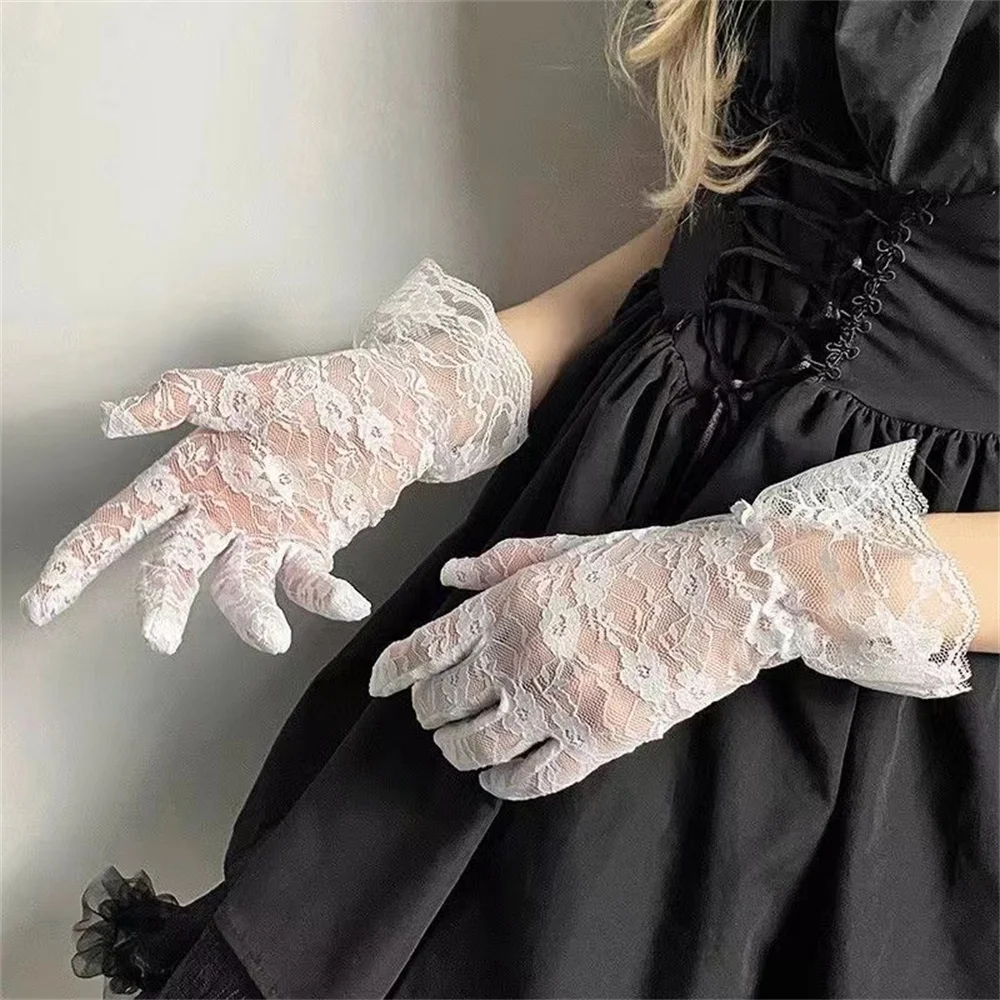 Gants fins en dentelle transparente pour femmes, Sexy, fleur, spectacles sur scène, Halloween, Cosplay, fête de mariage, robe de princesse, accessoires