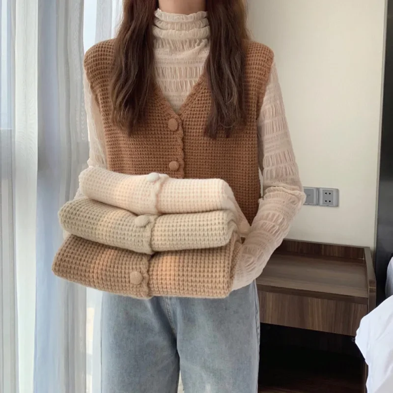 

Sweater Vest Women Japan Style Loose V-neck Knitted College Ropa Lovely Minimalist All-match Harajuku Leisure Fashion Female BF