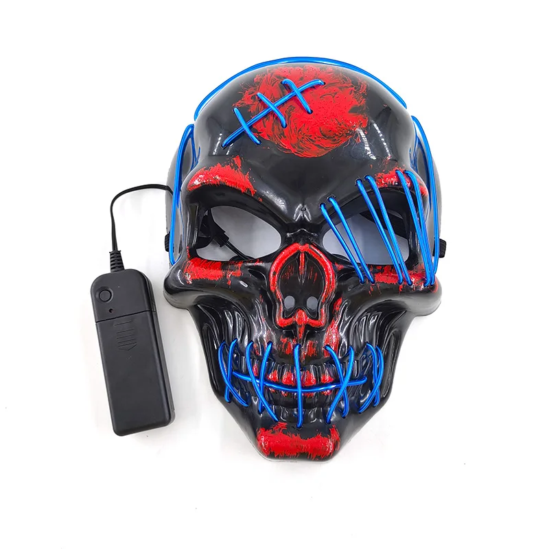 Maschera scheletro incandescente LED Clown Killer Mask Ball Masquerade Bar DJ Accessorio cosplay Teschio rosso Maschera LED Maschera Hip Hop da uomo