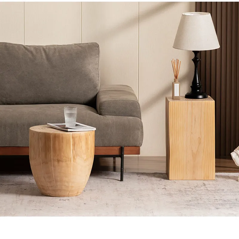 Simple log stump stool solid wood round  home office hotel clothing store coffee table stool sofa chair low  ornament