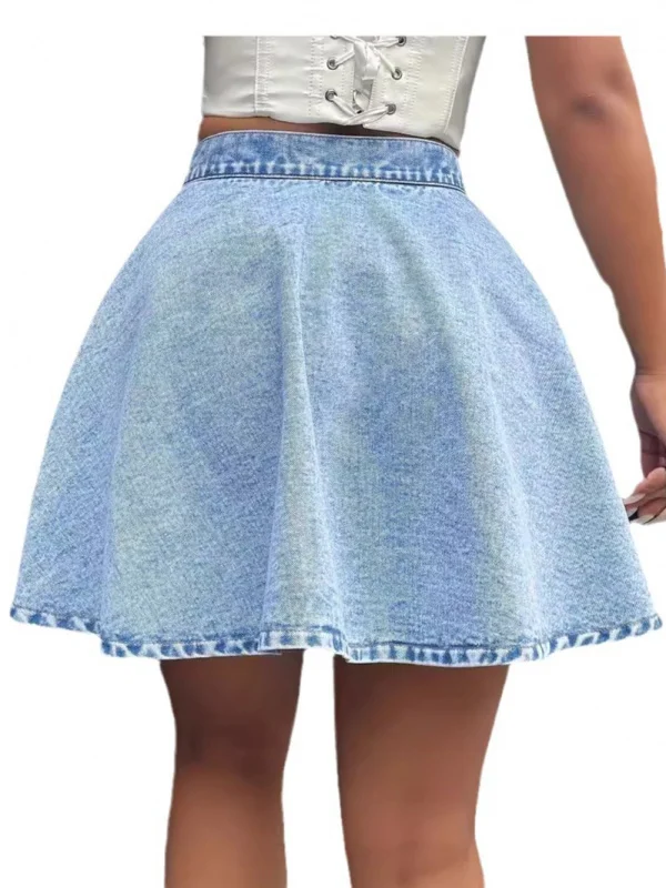 Cintura alta solta ajuste na moda saia jeans feminina casual el sle botão detalhe cintura alta design a linha saia ort