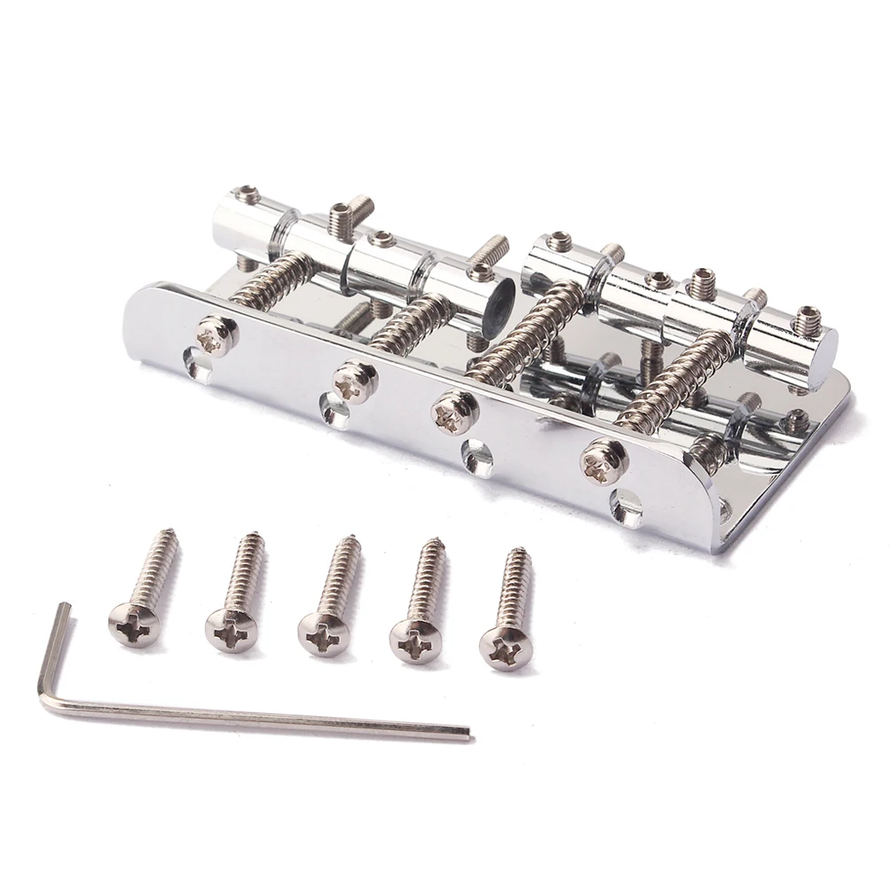 

GA1019 Metal 4 String Bass Bridge Vintage Style Bridge for Guitar with 5 Screws and 1 Wrench (Silver)