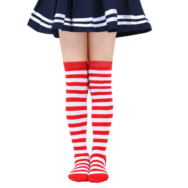 Kids Knee High Socks Colorful Striped Long Tube Long Socks Girls Fashion Dopamine Outing Skinny Socks Halloween Costumes 7-12Y