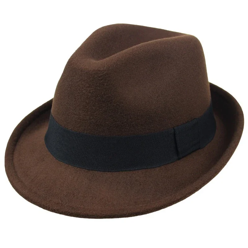 Home Prefer Men's Wool Felt Winter Hat Short Brim wedding party festival Fedora Hat