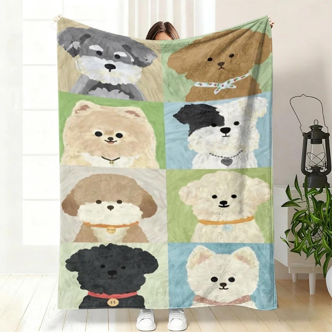 Weiche Flanell-Decke mit Niedlichem Cartoon-Hundemuster, Wurfdecke für Couch, Schlafzimmer, Büro, Nickerchen, Warme und Gemütliche Überwurfdecke für Zuhause