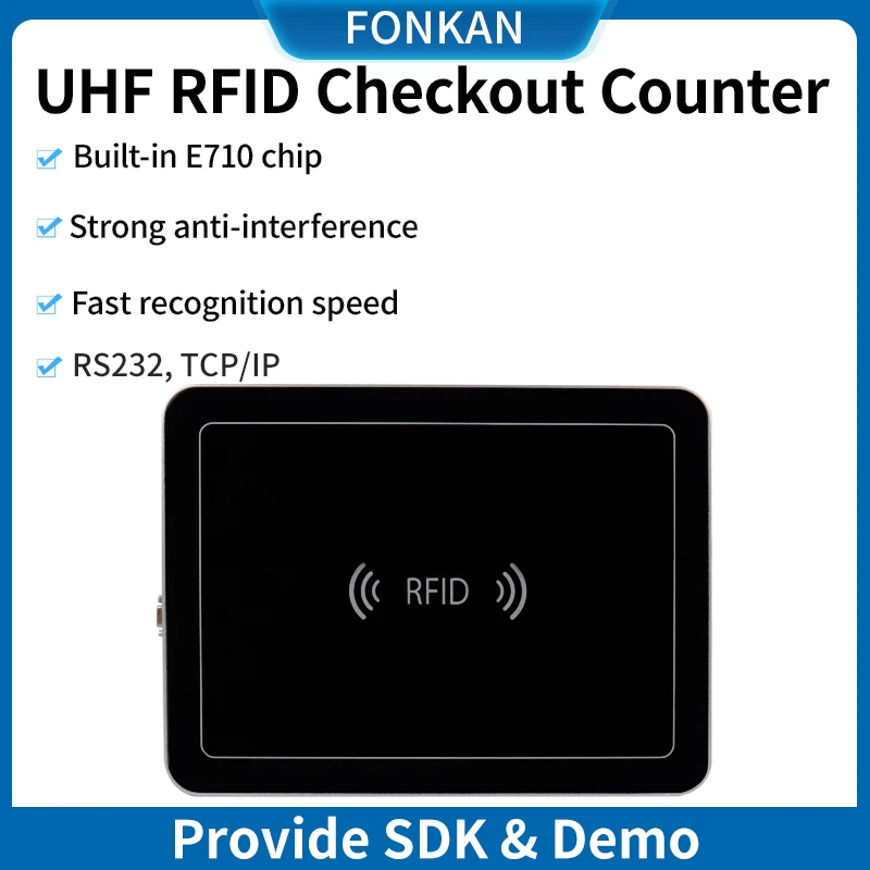 

Считыватель RFID UHF 860-960 МГц с чипом E710, интерфейсами RS232 и TCP/IP, для умных кассовых терминалов, используемый в супермаркетах