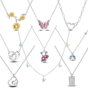 Kalung 925 Pesona Liontin Perak Cocok dengan Kalung Merek Asli Rantai Dasar DIY untuk Perhiasan Wanita Hadiah Ulang Tahun Diy 8 kalung rantai pandora penjualan terbaik - №