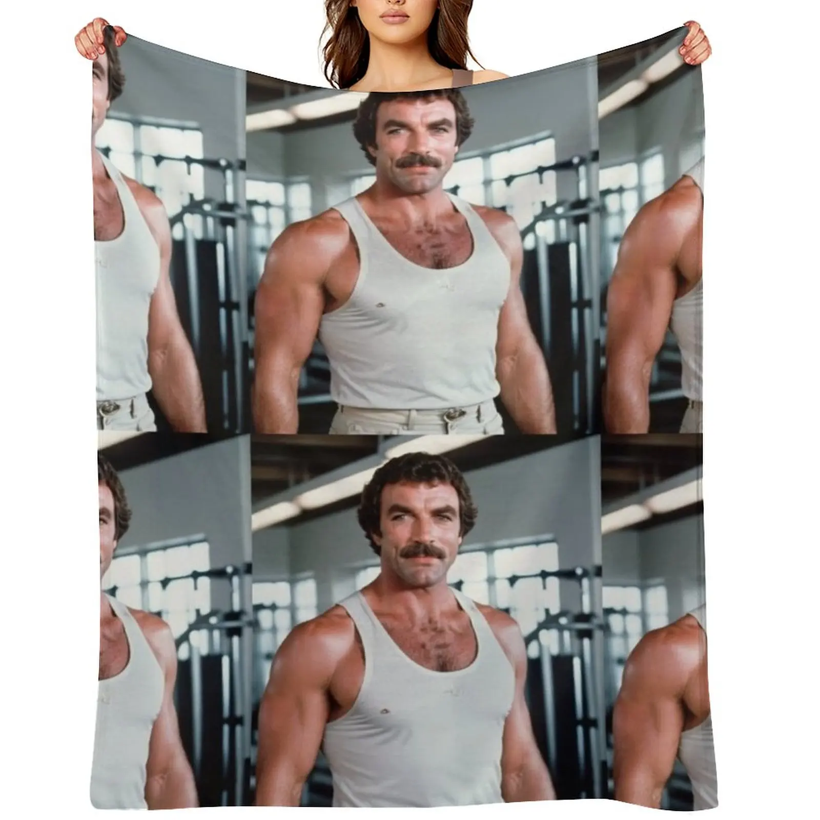 

Tom Selleck vintage Throw Blanket heavy to sleep Vintage Flannel Thins Blankets