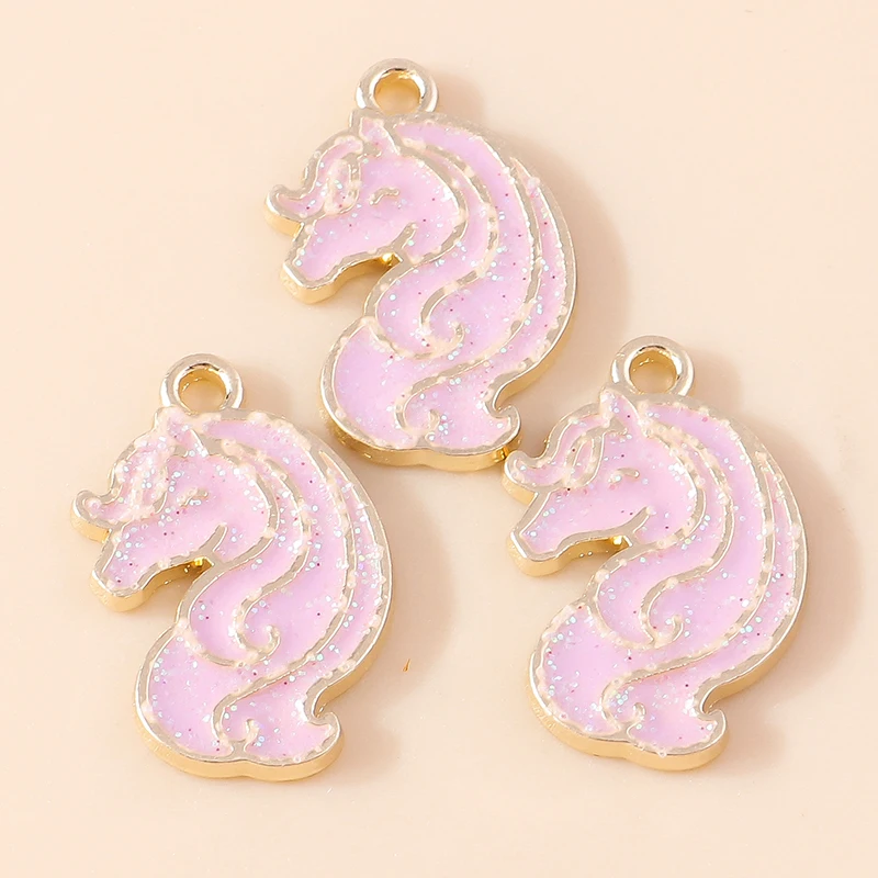 Leslie 10 Stück Emaille Pferd Regenbogen Einhorn Charms Anhänger für DIY handgemachte Ohrringe Armbänder Halsketten Schmuckherstellung Handwerk – Detail 16