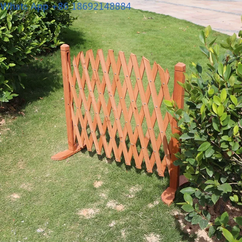 Wooden Climbing Frame Courtyard Retractable Wooden Fence Partition Flower Stand Terrace Small Fence Mobile Wooden Screen