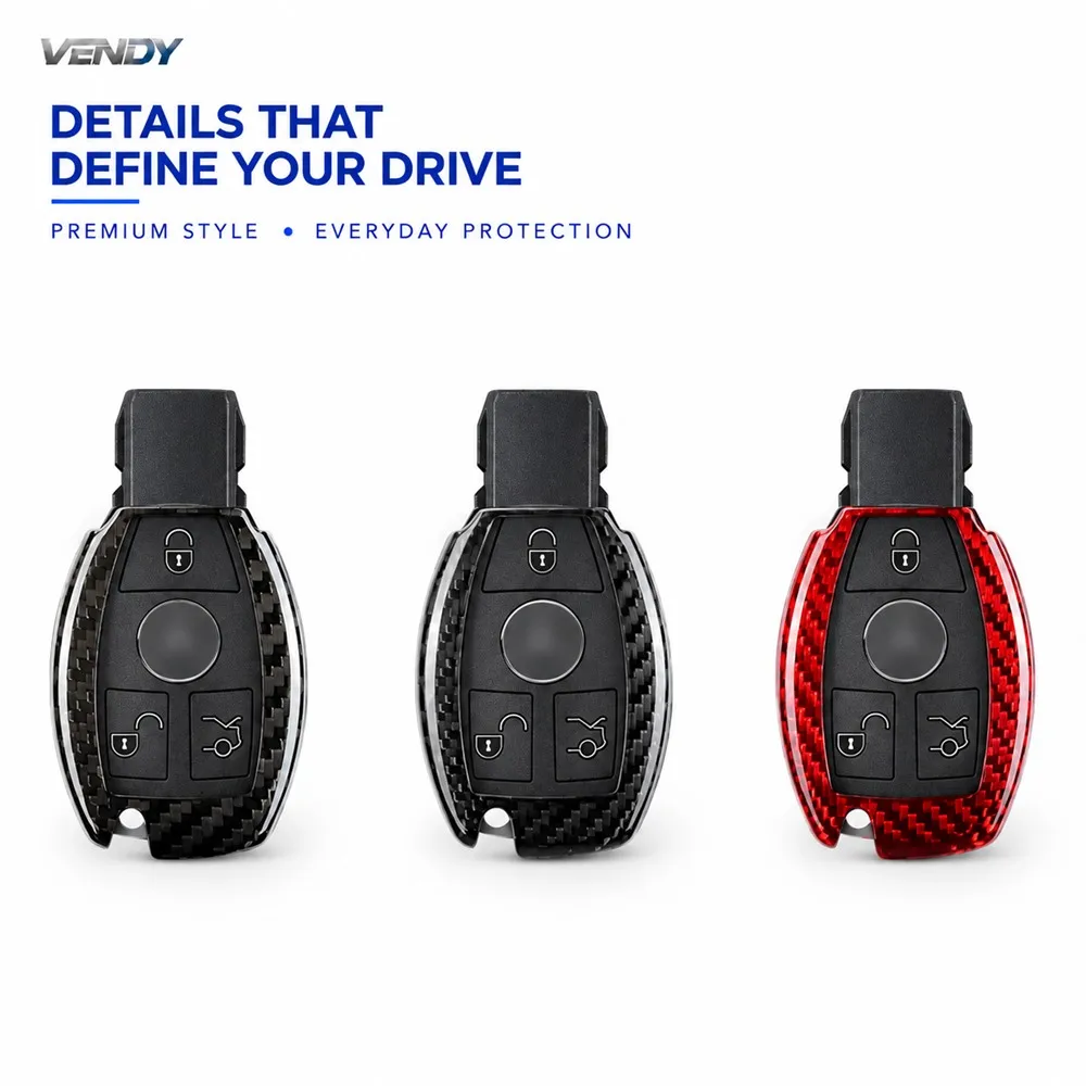 Real Carbon Fiber Car Key Case Cover Protector Shell For Mercedes Benz CLS CLA GL R SLK AMG A B C S Class Interior Accessories