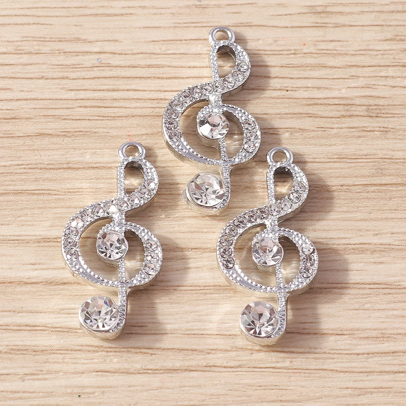 10pcs 13x28mm Cute Crystal Music Note Charms Pendants for Making Women Fashion Earrings Necklaces DIY Keychains Jewelry Findings