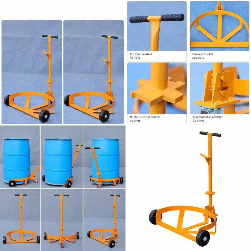 Manual Oil Drum Truck For Round Iron Plastic Chemical Barrel Loading Unloading Trolley