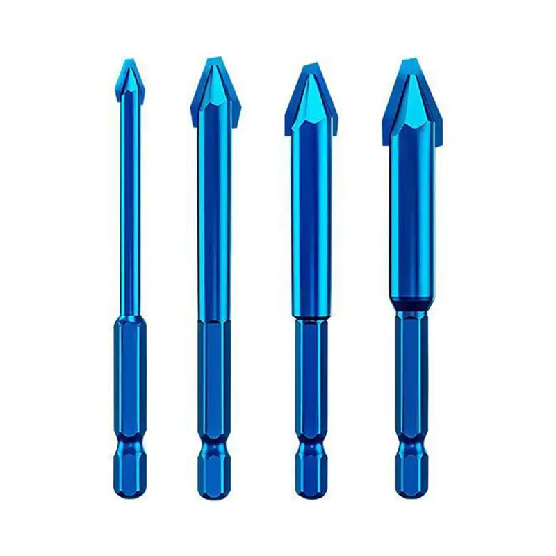 

A24F-4Pcs Hex Shank High Hardness Eccentric Drill Precision Glass Tile Punching Rock Slab Triangle Drill Bit 6-12Mm