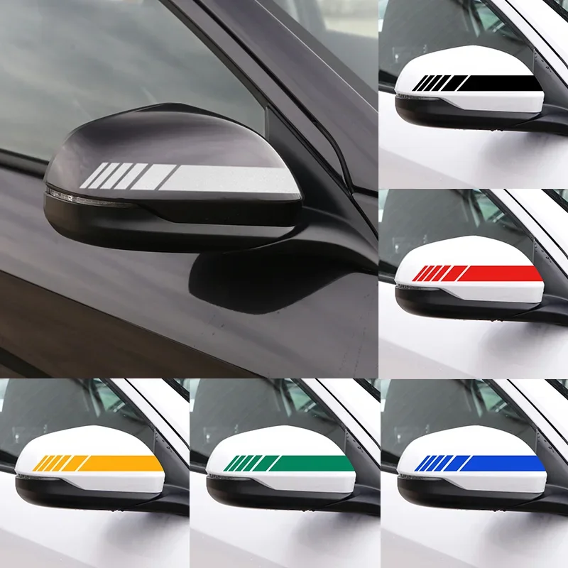 Car Stickers Rear View Mirror Stripes For VW Polo Passat B5 B6 CC GOLF 4 5 6 Bora Tiguan Peugeot 307 206 308 407 Accessories