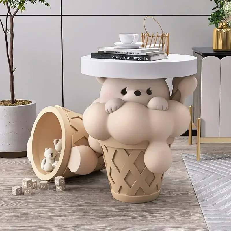 Home Decor Ice Cream Bear Statue Floor Ornament Tray Sofa Living Room Storage Coffee Boxes Table Housewarming Gifts