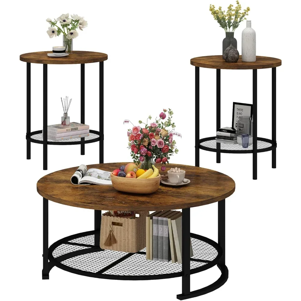 

Coffee Table Set, Coffee Table & Two End Side Table, Modern 3-Piece Living Room Table Set for Office, Living Room,