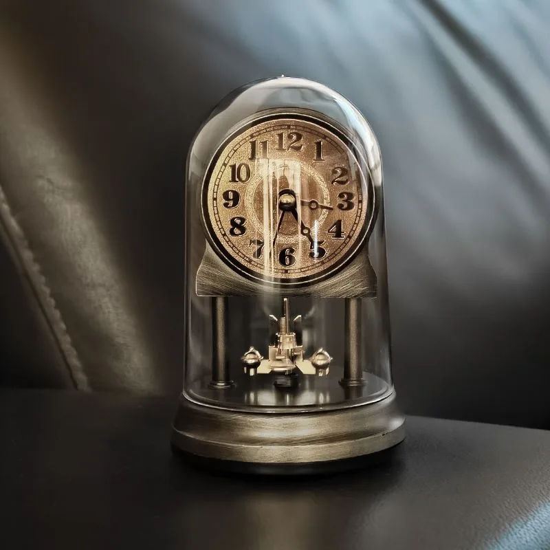 

Vintage Table Clock Living Room Desk Clocks Aesthetic Decorative Tabletop Watch Silent Desktop Watches with Clear Clock Cover