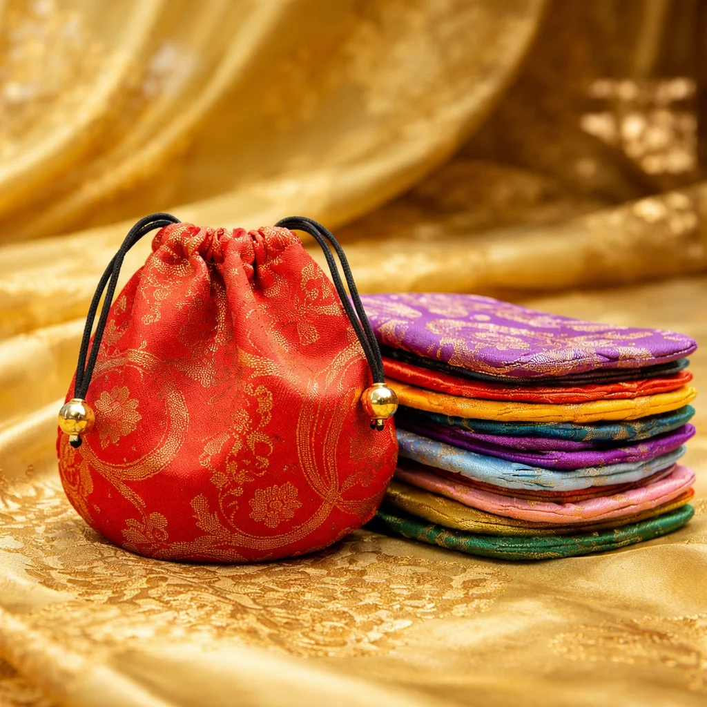 Chinese Style Silk Brocade Jewelry Packing Pouches for Necklace Earrings Jewelry Packaging Jewelry Organizer