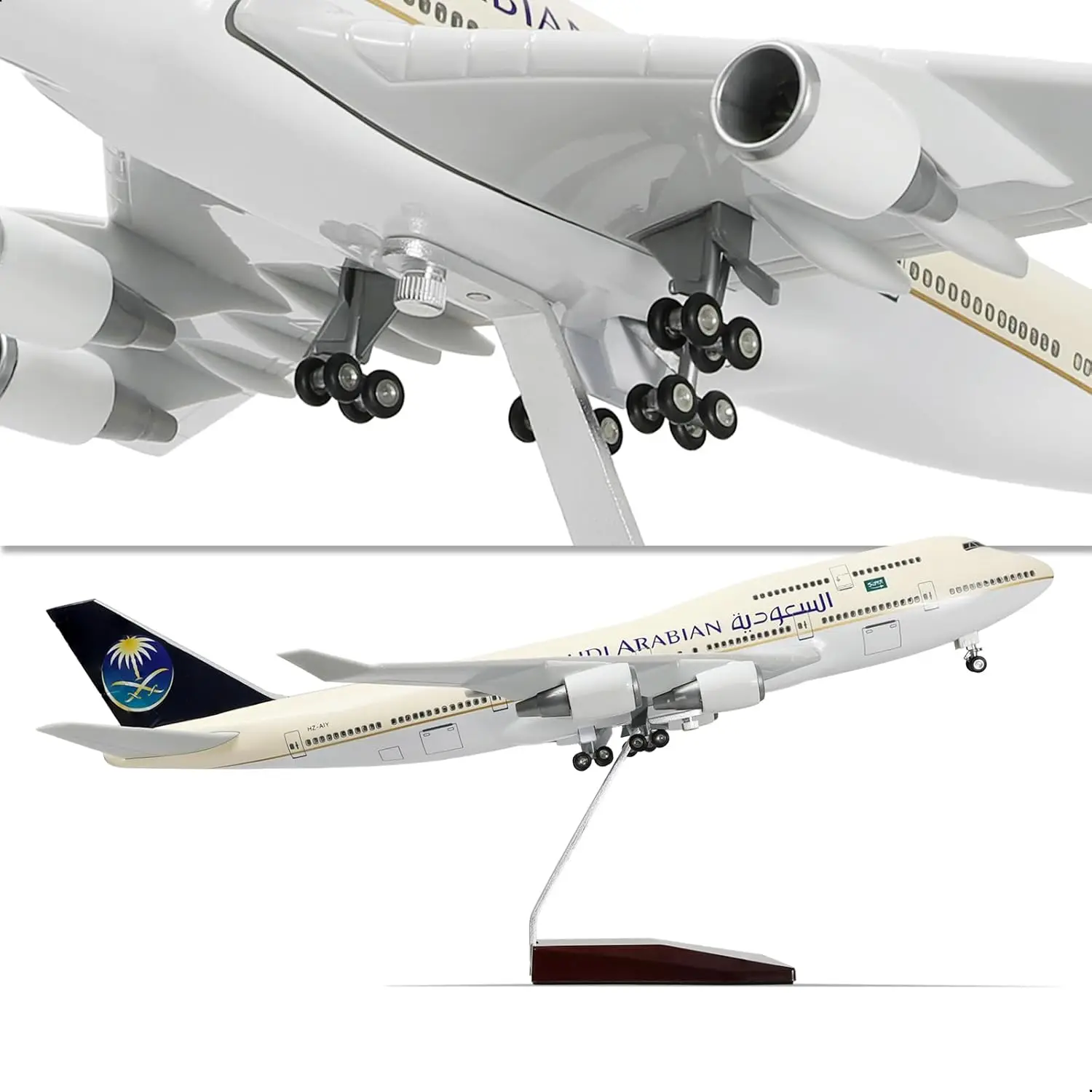 

B747-400 Saudi Arabian Airlines Model 47CM child toy plane 1/150 Scale Airplane Diecast Resin adults fun With Light and Wheels