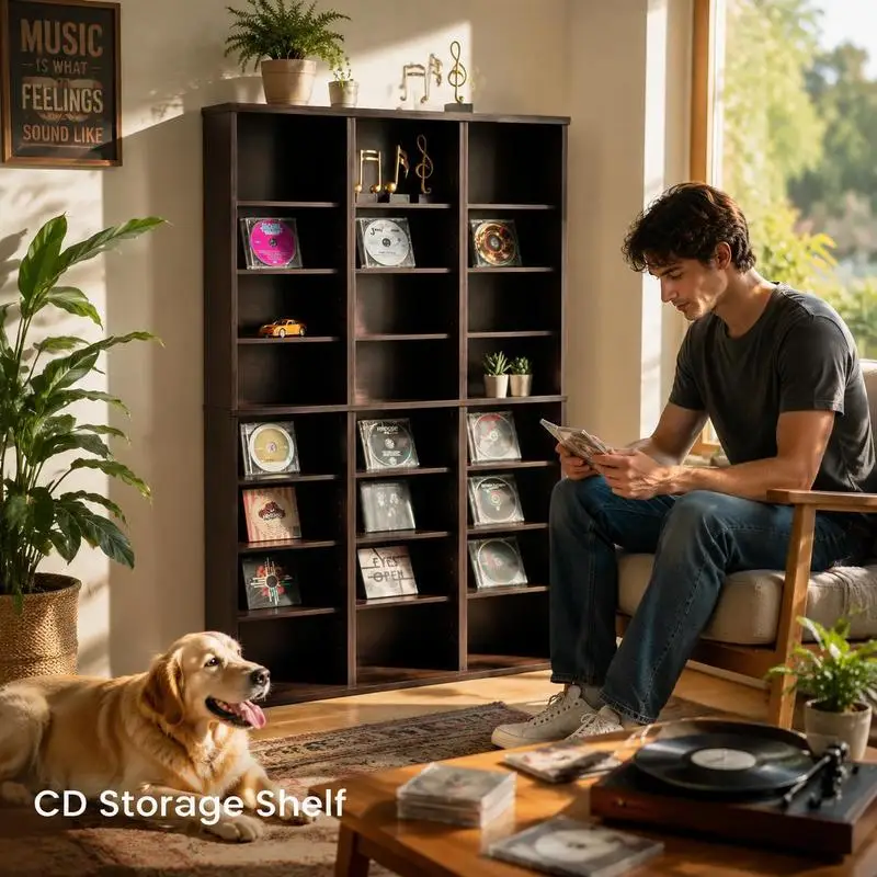 Medienaufbewahrungsschrank, 9-stufiges DVD-Regal für bis zu 756 CDs, verstellbare CD-Regale mit 27 Fächern, schützt und organisiert Musik-, Film-, Videospiel- oder Erinnerungsstücke-Sammlungen,