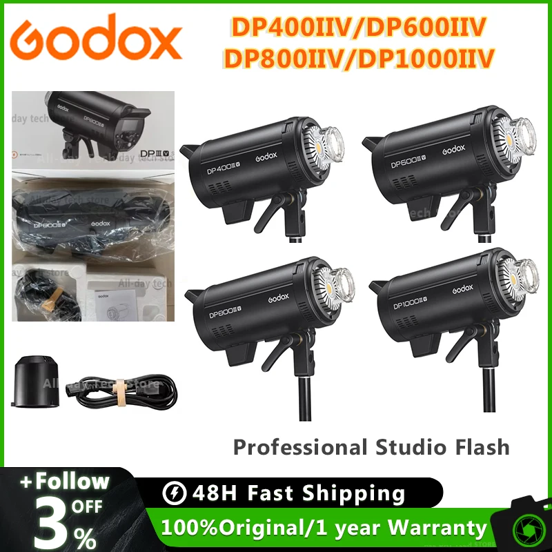 Godox DP400IIIV  DP600IIIV  DP800IIIV  DP1000IIIV  Professional Studio Flash with LED Modeling Lamp