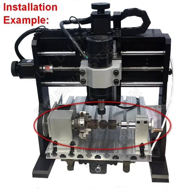 4 Axis rotation A Axis Extend Rotary & 3 Jaw 80mm K11-80 Chuck Nema23 stepper motor & MT2 Tailstock for wood CNC Milling Router