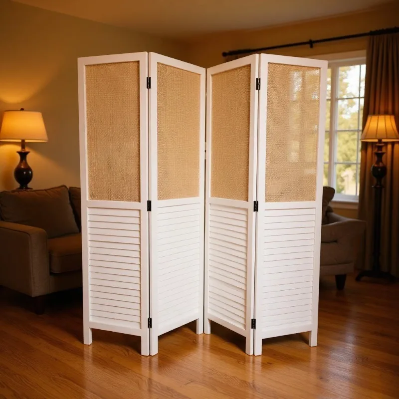 

Office mobile screen, wooden louver screen old decoration folding, partition fashion living room clothing store folding screen