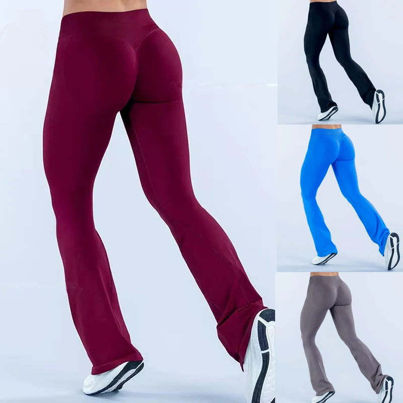 Women Seamless High Waist Flare Yoga Pants Butt Lift Bell Bottom Leggings Fitness Gym Workout Running Sports Tights