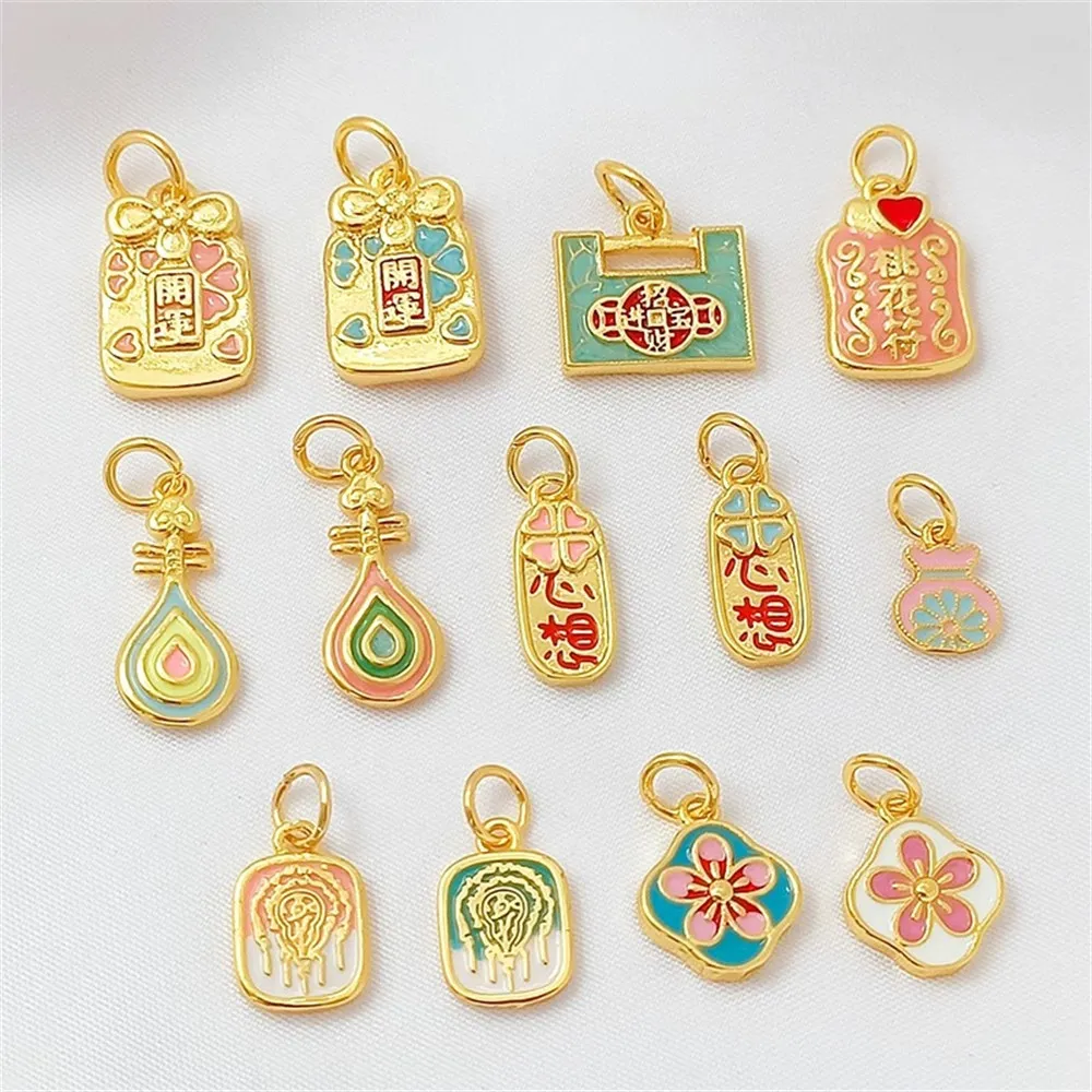 18K Cloisonne Blued Blue Brings Good Luck and All Your Wishes Come True. Diy Pendant Bracelet Accessory