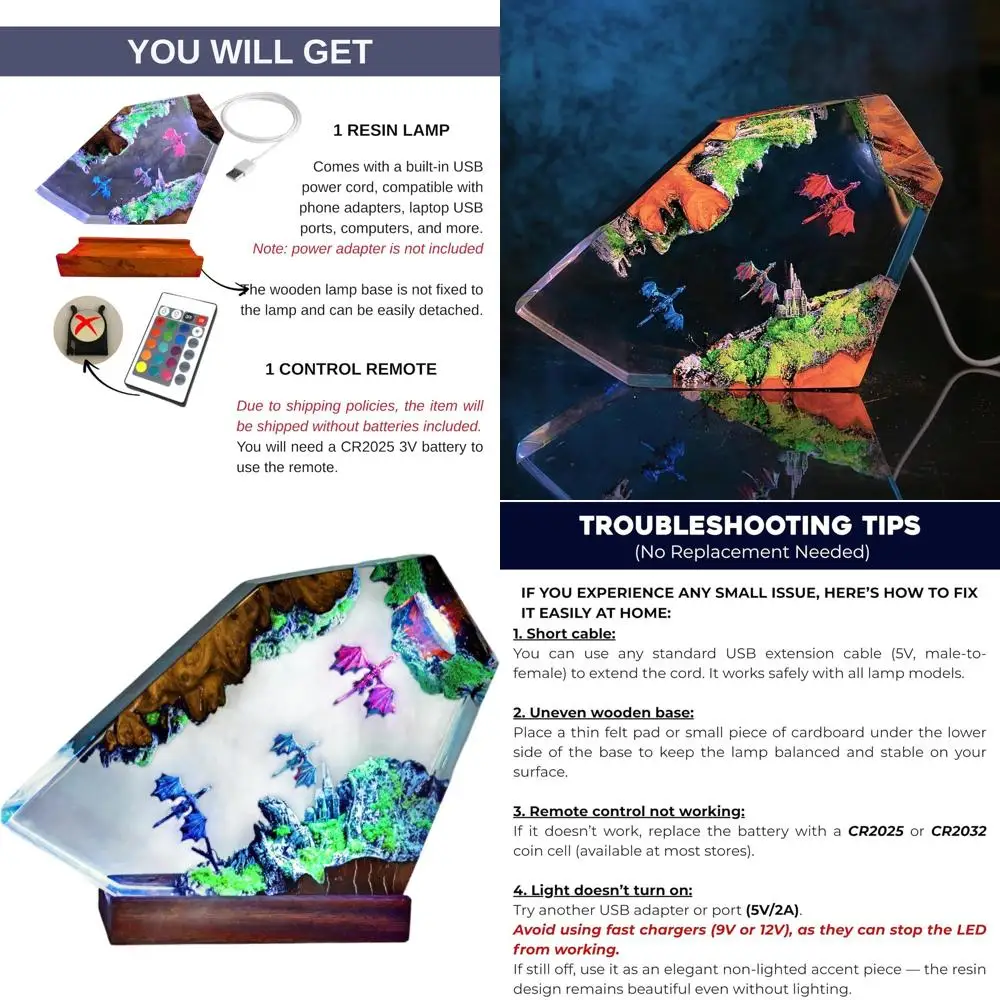 USB-Powered LED Dragon Night Light with 16 Colors, Wooden Base & Remote Control, Handcrafted Gift for Festive Celebrations